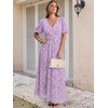 image:imageANRABESS Womens Floral Maxi Formal Dress Summer Mesh Short Sleeve V Neck Empire Waist Wedding Guest Party DressesLight Purple Floral