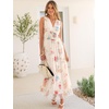 image:imageANRABESS Womens Floral Tulle Wedding Guest Maxi Dress  V Neck SleevelessALine Elastic WaistCasual Flowy Formal BohoBridal Shower Garden Party Beach VacationSummer FallMulticolored Rose Apricot