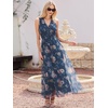 image:imageANRABESS Womens Floral Tulle Wedding Guest Maxi Dress  V Neck SleevelessALine Elastic WaistCasual Flowy Formal BohoBridal Shower Garden Party Beach VacationSummer FallBlue Golden Flower