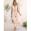image:imageANRABESS Womens Floral Tulle Wedding Guest Maxi Dress  V Neck SleevelessALine Elastic WaistCasual Flowy Formal BohoBridal Shower Garden Party Beach VacationSummer FallMulticolored Rose Apricot