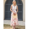 image:imageANRABESS Womens Floral Tulle Wedding Guest Maxi Dress  V Neck SleevelessALine Elastic WaistCasual Flowy Formal BohoBridal Shower Garden Party Beach VacationSummer FallPink Peony White