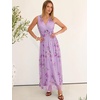 image:imageANRABESS Womens Floral Tulle Wedding Guest Maxi Dress  V Neck SleevelessALine Elastic WaistCasual Flowy Formal BohoBridal Shower Garden Party Beach VacationSummer FallPurple Rose Green