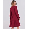 image:imageANRABESS Womens Long Sleeve Dress 2026 Fall Casual V Neck Tiered Flowy Short Dresses Beach Travel Vacation ClothesBurgundy