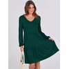 image:imageANRABESS Womens Long Sleeve Dress 2026 Fall Casual V Neck Tiered Flowy Short Dresses Beach Travel Vacation ClothesDeep Green