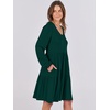 image:imageANRABESS Womens Long Sleeve Dress 2026 Fall Casual V Neck Tiered Flowy Short Dresses Beach Travel Vacation ClothesDeep Green