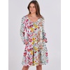 image:imageANRABESS Womens Long Sleeve Dress 2026 Fall Casual V Neck Tiered Flowy Short Dresses Beach Travel Vacation ClothesPrint Floral