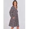 image:imageANRABESS Womens Long Sleeve Dress 2026 Fall Casual V Neck Tiered Flowy Short Dresses Beach Travel Vacation ClothesPrint Floral Black