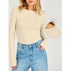 image:imageANRABESS Womens Long Sleeve Shirts Boat Neck Double Lined Top  Basic Slim Fitted Tshirts Stretchy Soft BreathableFall Winter Layer Clothing Going Out Casual Outfits Travel Everyday WearBeige