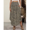 image:imageANRABESS Womens Maxi Skirts Summer Boho Floral High Waisted Flowy Swing Pleated Beach Long Skirt with PocketsFloral Black Gold