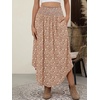 image:imageANRABESS Womens Maxi Skirts Summer Boho Floral High Waisted Flowy Swing Pleated Beach Long Skirt with PocketsFloral Brown
