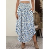 image:imageANRABESS Womens Maxi Skirts Summer Boho Floral High Waisted Flowy Swing Pleated Beach Long Skirt with PocketsFloral Light Blue