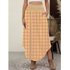 image:imageANRABESS Womens Maxi Skirts Summer Boho Floral High Waisted Flowy Swing Pleated Beach Long Skirt with PocketsFloral Yellow Purple