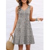 image:imageANRABESS Womens Summer Beach Vacation Dresses V Neck Sleeveless Casual Button Down A Line Swing Mini Sundresses with PocketsKhaki Polka Dot Gray