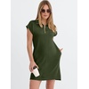 image:imageANRABESS Womens Summer Casual Half Zip Cap Sleeve Trendy WrinkleFree Tshirt Dress 2026 Spring Beach Vacation Short DressesArmy Green