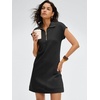 image:imageANRABESS Womens Summer Casual Half Zip Cap Sleeve Trendy WrinkleFree Tshirt Dress 2026 Spring Beach Vacation Short DressesBlack