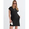 image:imageANRABESS Womens Summer Casual Half Zip Cap Sleeve Trendy WrinkleFree Tshirt Dress 2026 Spring Beach Vacation Short DressesBlack