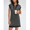image:imageANRABESS Womens Summer Casual Half Zip Cap Sleeve Trendy WrinkleFree Tshirt Dress 2026 Spring Beach Vacation Short DressesBlack White Stripe
