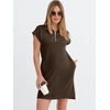 image:imageANRABESS Womens Summer Casual Half Zip Cap Sleeve Trendy WrinkleFree Tshirt Dress 2026 Spring Beach Vacation Short DressesBrown