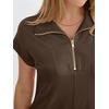 image:imageANRABESS Womens Summer Casual Half Zip Cap Sleeve Trendy WrinkleFree Tshirt Dress 2026 Spring Beach Vacation Short DressesBrown