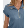 image:imageANRABESS Womens Summer Casual Half Zip Cap Sleeve Trendy WrinkleFree Tshirt Dress 2026 Spring Beach Vacation Short DressesGrey Blue