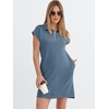 image:imageANRABESS Womens Summer Casual Half Zip Cap Sleeve Trendy WrinkleFree Tshirt Dress 2026 Spring Beach Vacation Short DressesGrey Blue