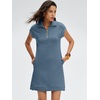 image:imageANRABESS Womens Summer Casual Half Zip Cap Sleeve Trendy WrinkleFree Tshirt Dress 2026 Spring Beach Vacation Short DressesGrey Blue