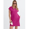 image:imageANRABESS Womens Summer Casual Half Zip Cap Sleeve Trendy WrinkleFree Tshirt Dress 2026 Spring Beach Vacation Short DressesHot Pink