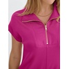 image:imageANRABESS Womens Summer Casual Half Zip Cap Sleeve Trendy WrinkleFree Tshirt Dress 2026 Spring Beach Vacation Short DressesHot Pink