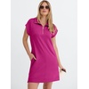 image:imageANRABESS Womens Summer Casual Half Zip Cap Sleeve Trendy WrinkleFree Tshirt Dress 2026 Spring Beach Vacation Short DressesHot Pink