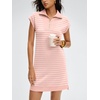 image:imageANRABESS Womens Summer Casual Half Zip Cap Sleeve Trendy WrinkleFree Tshirt Dress 2026 Spring Beach Vacation Short DressesPink White Stripe