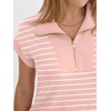 image:imageANRABESS Womens Summer Casual Half Zip Cap Sleeve Trendy WrinkleFree Tshirt Dress 2026 Spring Beach Vacation Short DressesPink White Stripe