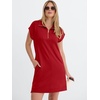 image:imageANRABESS Womens Summer Casual Half Zip Cap Sleeve Trendy WrinkleFree Tshirt Dress 2026 Spring Beach Vacation Short DressesRed