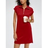 image:imageANRABESS Womens Summer Casual Half Zip Cap Sleeve Trendy WrinkleFree Tshirt Dress 2026 Spring Beach Vacation Short DressesRed