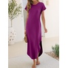 image:imageANRABESS Womens Summer Casual Long Maxi Dress with Pockets  Short Sleeve Crew NeckSoft Smooth LightweightLoose FitBeach Vacation ClothesBusiness Casual OutfitsTravel AllDay WearPurple Red