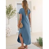 image:imageANRABESS Womens Summer Casual Long Maxi Dress with Pockets  Short Sleeve Crew NeckSoft Smooth LightweightLoose FitBeach Vacation ClothesBusiness Casual OutfitsTravel AllDay WearGrey Blue