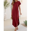 image:imageANRABESS Womens Summer Casual Long Maxi Dress with Pockets  Short Sleeve Crew NeckSoft Smooth LightweightLoose FitBeach Vacation ClothesBusiness Casual OutfitsTravel AllDay WearDark Red