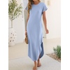 image:imageANRABESS Womens Summer Casual Long Maxi Dress with Pockets  Short Sleeve Crew NeckSoft Smooth LightweightLoose FitBeach Vacation ClothesBusiness Casual OutfitsTravel AllDay WearLight Blue