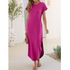 image:imageANRABESS Womens Summer Casual Long Maxi Dress with Pockets  Short Sleeve Crew NeckSoft Smooth LightweightLoose FitBeach Vacation ClothesBusiness Casual OutfitsTravel AllDay WearHot Pink