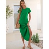 image:imageANRABESS Womens Summer Casual Long Maxi Dress with Pockets  Short Sleeve Crew NeckSoft Smooth LightweightLoose FitBeach Vacation ClothesBusiness Casual OutfitsTravel AllDay WearGreen