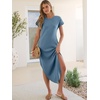 image:imageANRABESS Womens Summer Casual Long Maxi Dress with Pockets  Short Sleeve Crew NeckSoft Smooth LightweightLoose FitBeach Vacation ClothesBusiness Casual OutfitsTravel AllDay WearGrey Blue