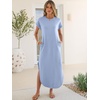 image:imageANRABESS Womens Summer Casual Long Maxi Dress with Pockets  Short Sleeve Crew NeckSoft Smooth LightweightLoose FitBeach Vacation ClothesBusiness Casual OutfitsTravel AllDay WearLight Blue