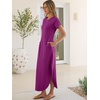 image:imageANRABESS Womens Summer Casual Long Maxi Dress with Pockets  Short Sleeve Crew NeckSoft Smooth LightweightLoose FitBeach Vacation ClothesBusiness Casual OutfitsTravel AllDay WearPurple Red
