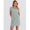 image:imageANRABESS Womens Summer Shirt Dresses  Lightweight Breathable Short Sleeve Button Polo Collar Tshirt Dress Daily Beach Work Outfits Spring Fall ClothesLight Green White Stripe