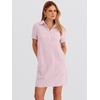 image:imageANRABESS Womens Summer Shirt Dresses  Lightweight Breathable Short Sleeve Button Polo Collar Tshirt Dress Daily Beach Work Outfits Spring Fall ClothesPink White Stripe