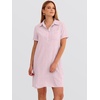 image:imageANRABESS Womens Summer Shirt Dresses  Lightweight Breathable Short Sleeve Button Polo Collar Tshirt Dress Daily Beach Work Outfits Spring Fall ClothesPink White Stripe