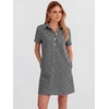 image:imageANRABESS Womens Summer Shirt Dresses  Lightweight Breathable Short Sleeve Button Polo Collar Tshirt Dress Daily Beach Work Outfits Spring Fall ClothesBlack White Plaid