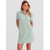 image:imageANRABESS Womens Summer Shirt Dresses  Lightweight Breathable Short Sleeve Button Polo Collar Tshirt Dress Daily Beach Work Outfits Spring Fall ClothesGreen White Stripe