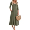 image:imageANRABESS Womens 34 Sleeve Scoop Neck Casual Maxi Dress  Fall MidiLong Dresses ampPockets ALine Relax FitSoft Breathable Travel Vacation AllDay Wear Spring Transition OutfitsArmy Green