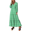 image:imageANRABESS Womens Long Sleeve Boho Maxi Dress 2026 Fall V Neck Floral Striped Casual Loose Fit Beach Vacation DressesLight Green