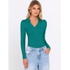 image:imageANRABESS Women Long Sleeve Polo Shirts V Neck Slim Rib Knit Collared Dressy Business Casual Top 2026 Basic Tee Fall OutfitsLake Blue